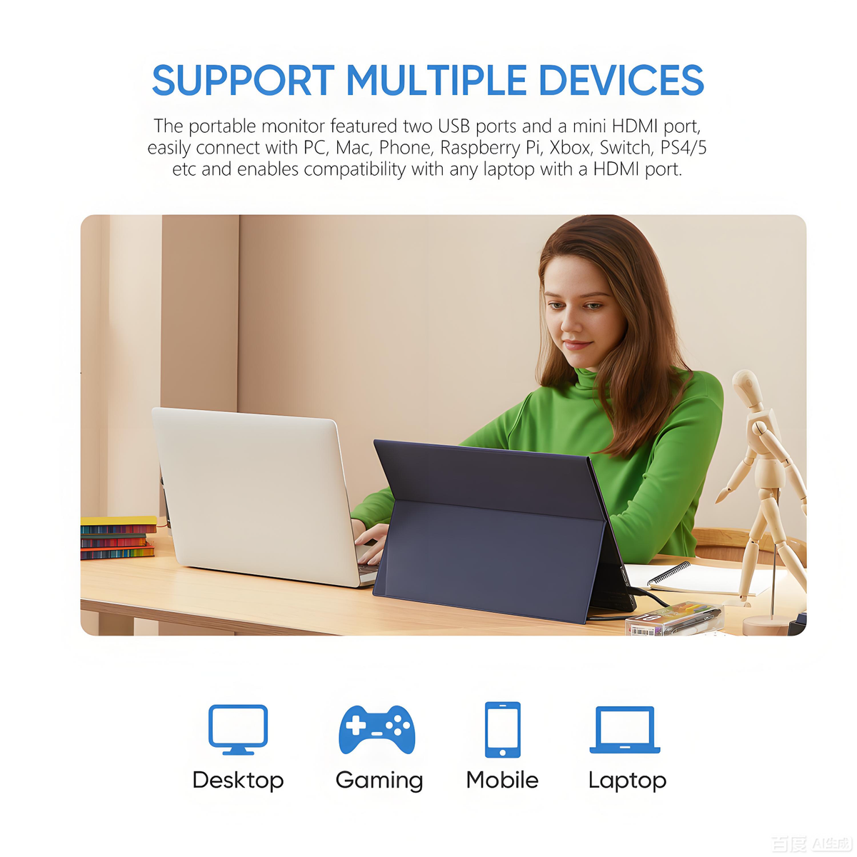 Arzopa AR-A1 GAMUT 15.6" FHD Portable Monitor | IPS 1920*1080P | Freq 60hz | Type-C & HDMI | w/ Smart Cover
