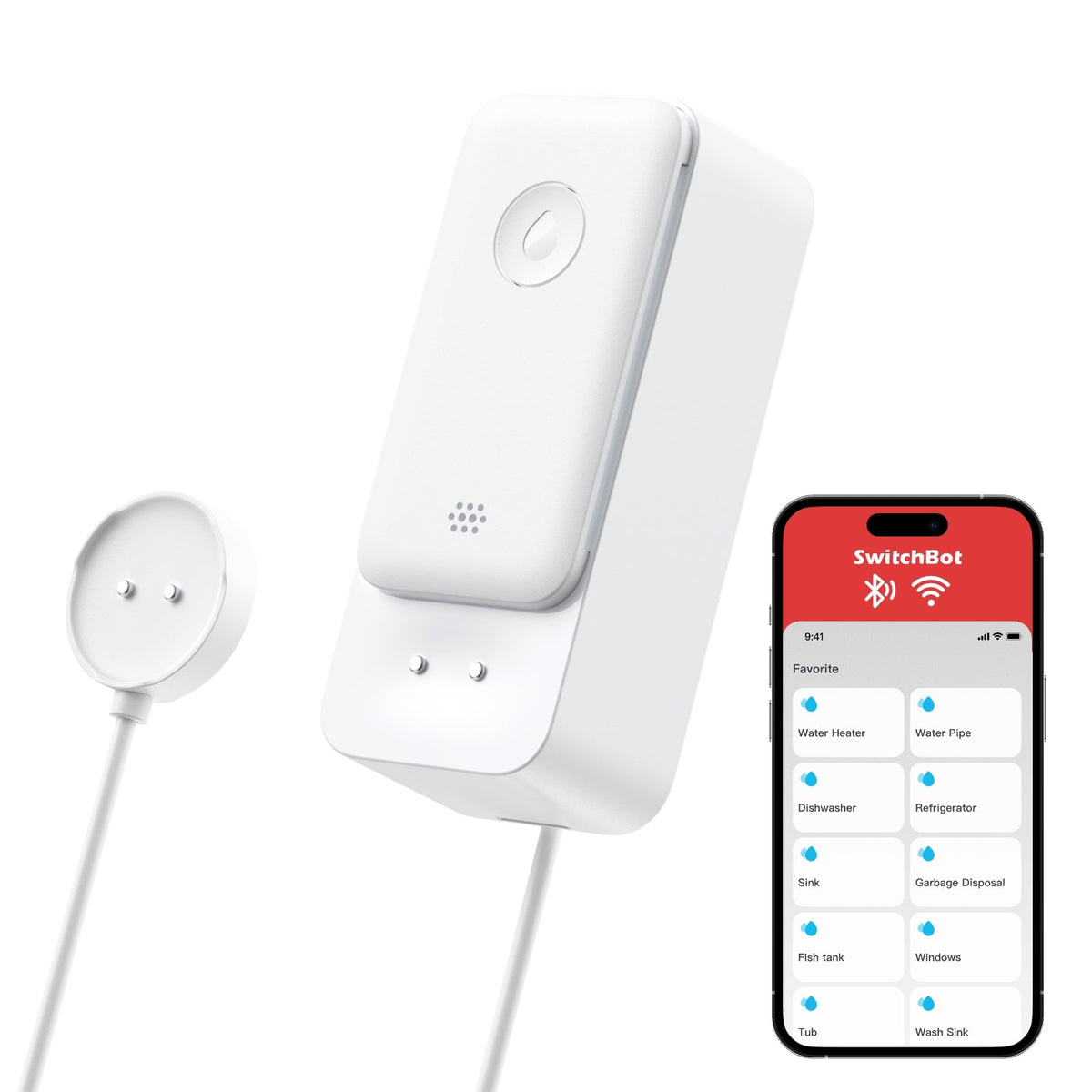 SwitchBot Water Leak Detector with Sensor Cable